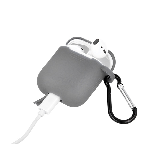 Airpods Suojakotelo koukulla, harmaa