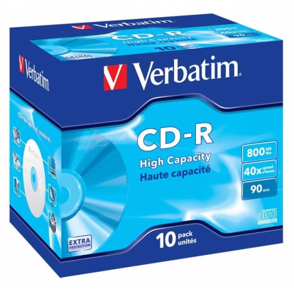 CD-R High Capacity 40x, 800MB, 10-Pack, Jewel Case Extra Protect