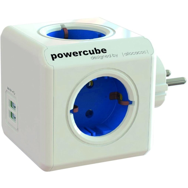 PowerCube Original virtapaneeli, 4 pistorasiaa, 2x USB, sininen