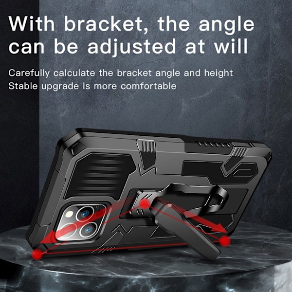 Robust etui med stativ til iPhone 13 Pro Max, Sort Svart