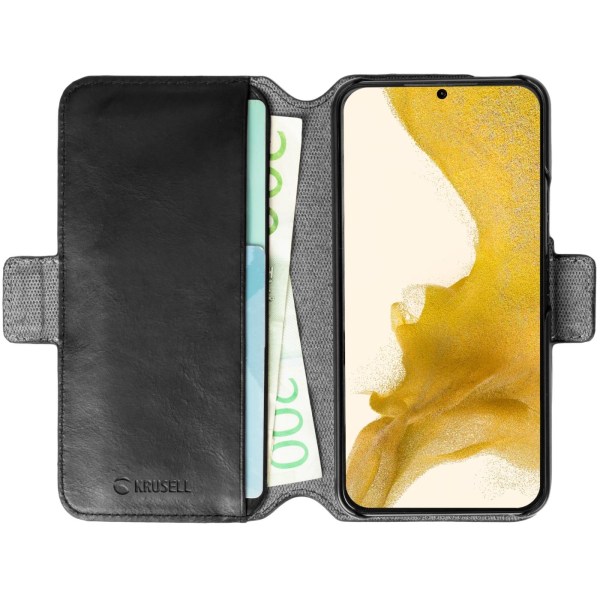Krusell Leather Phone Wallet Galaxy S22 Svart Svart