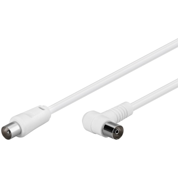 Goobay Vinklad antennkabel (80 dB), dubbelskärmad koaxial-plugg > koaxial-uttag 90° (helt skärmad), 1.5 m
