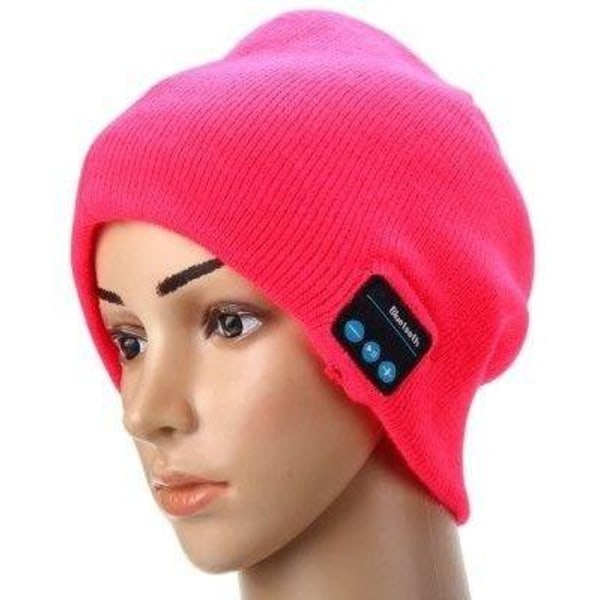 Strikket hue med indbyggede Bluetooth-hovedtelefoner, Cerise Rosa