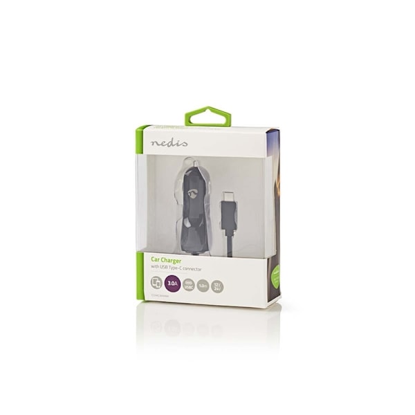 Nedis Biloplader | 18 W | 1x 3.0 A | Antal output: 1 | USB-C™ (Fixed) kabel | 1.00 m | Single Voltage Output