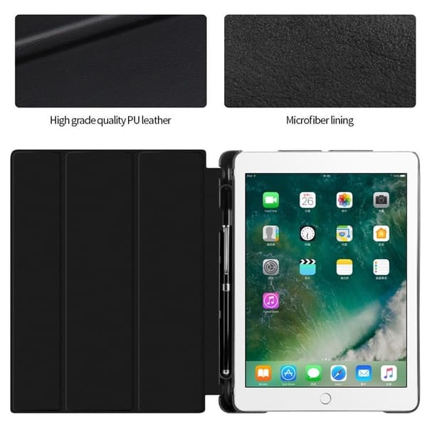 "Etui med opbevaring, USB-kabel Apple iPad 9.7"" 2017, 2018, Sort" Svart