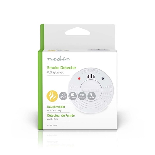 Nedis Røgalarm | Batteri | Batteri levetid op til: 10 År | EN 14604 | Med pause-knap | Med testknap | 85 dB | ABS | Hvid