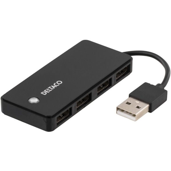 DELTACO USB 2.0 -hubi, 4x Type A naaras, musta
