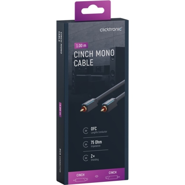 ClickTronic RCA kabel, mono Premium kabel | 1x cinch stik 1x cin