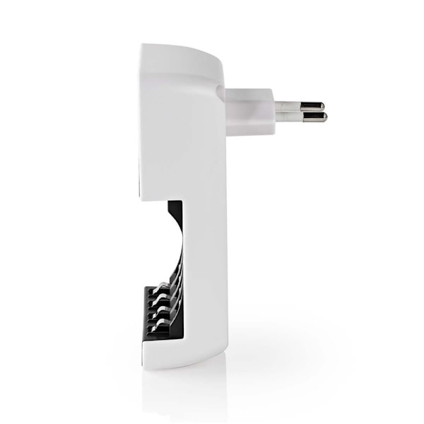 Nedis NiMH Batteriladdare AA / AAA | 1.2 V DC | Underhållsladdning | Euro / Typ C (CEE 7/16) | Batteritypsenergi: AA / AAA | Svart / Vit