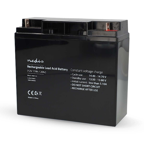 Nedis Genopladeligt blybatteri | Bly-syre | Opladningsbar | 12 V | 17000 mAh