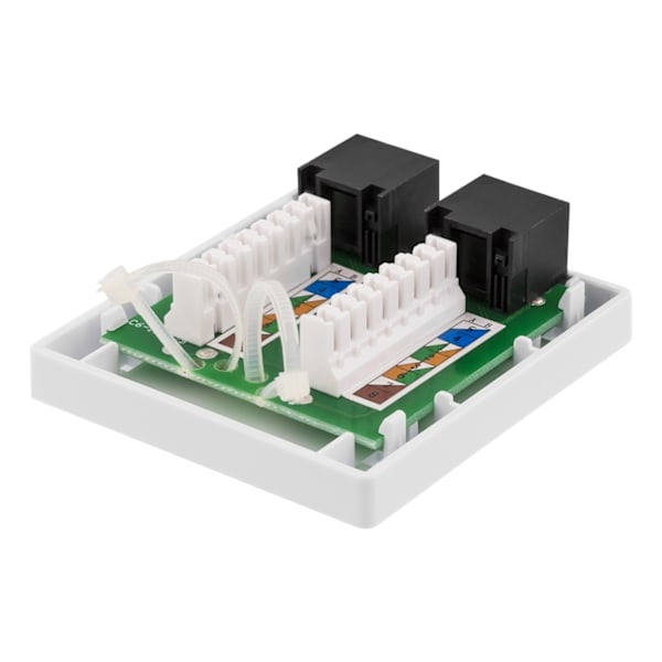 DELTACO suojaamaton datarasia pinta-as., UTP, 2xRJ45, Cat6, valkoinen