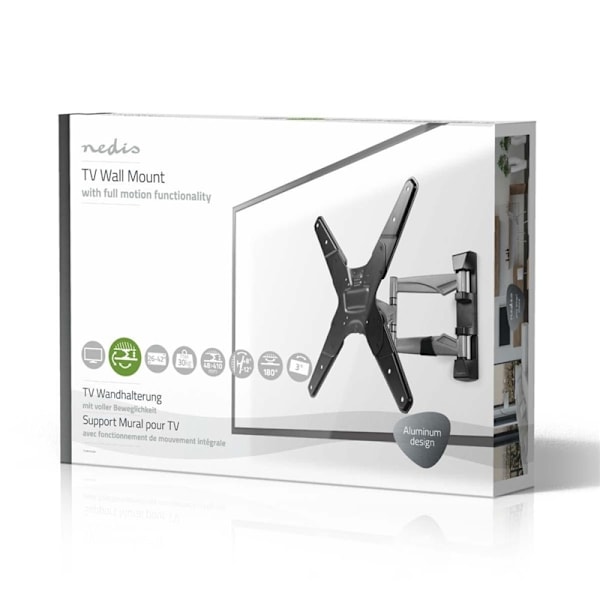 Nedis Tilt och vridbart TV väggfäste | 23 - 55 " | Maximal skärmvikt som stöds: 30 kg | Går att tilta | Roterbar | Minsta väggdistans: 48 mm | Maximal