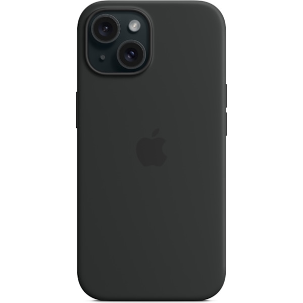 Apple iPhone 15 silikonikuori MagSafella, musta Svart