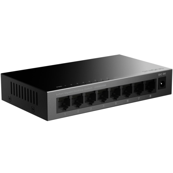 Stærk 8-ports Gigabit-switch Metal Sort