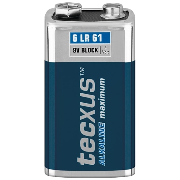 tecxus 6LR61/6LP3146/9 V Block batteri, 1 st. blister alkaliskt manganbatteri, 9 V