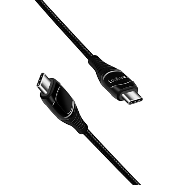 LogiLink USB-C - USB-C-kabel med display 100W 1 m Svart