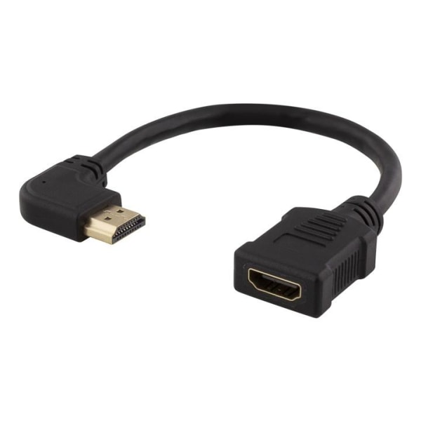 DELTACO HDMI-sovitin, 0,2m, taipuisa, lovitettu oikealta, UHD, m