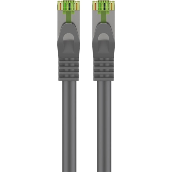 Goobay RJ45 patchkabel med CAT 8.1 S/FTP råkabel, AWG 26, grå kopparledare, LSZH halogenfri kabelhölje, RJ45-kontakt (CAT 6A), 20 m