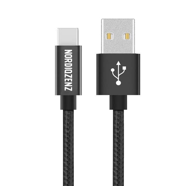 NORDIQZENZ USB-C Tekstilkabel, 3m, Sort