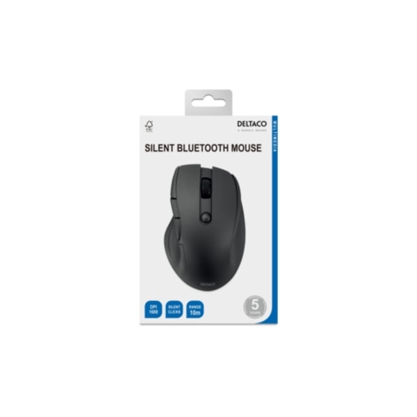 Deltaco Silent Bluetooth Office mouse 5 buttons, 600-1200 DPI, black