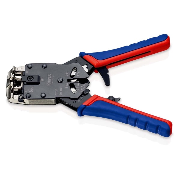 KNIPEX Pressverktyg för modularkontakter Westernstickproppar RJ10 (4-pin) 7.65 mm, RJ11/12 (6-pin) 9.65 mm, RJ45 (8-pin) 11.68 mm