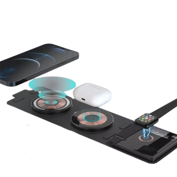 Magnetisk trådløs oplader 3 i 1 til iPhone 14, iWatch, Airpods