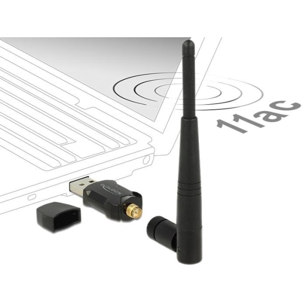 DeLOCK langaton USB-verkkokortti, ulkoinen antenni, 802.11ac, mu