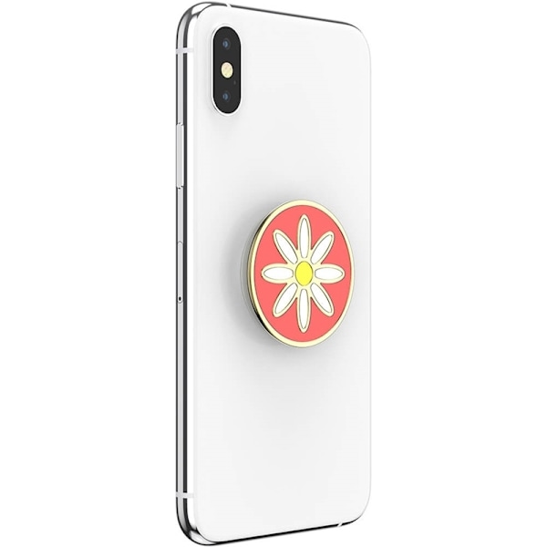 PopSockets Enamel Quaint Daisy Coral Avtagbart Grip med Ställfunktion Premium