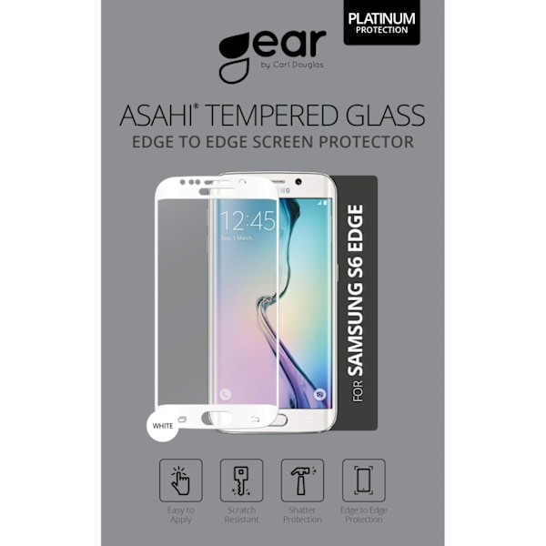 Gear Härdat Glas 3D Full Cover Vit Samsung S6 Edge Transparent