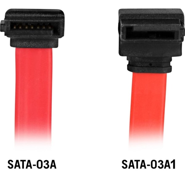 DELTACO SATA/SAS-kabel, vinklad(ner)-rak, 0,3m (SATA-03A)