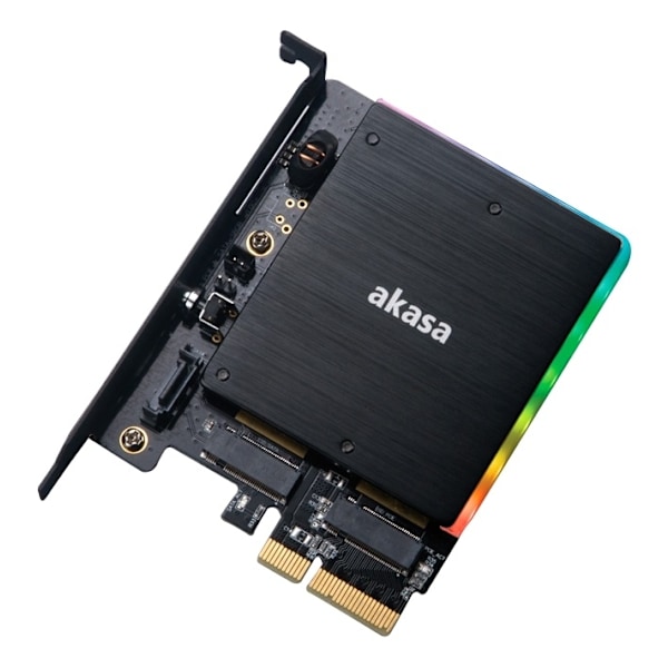 M.2 PCIe and M.2 SATA SSD adapter card with RGB light and heatsink