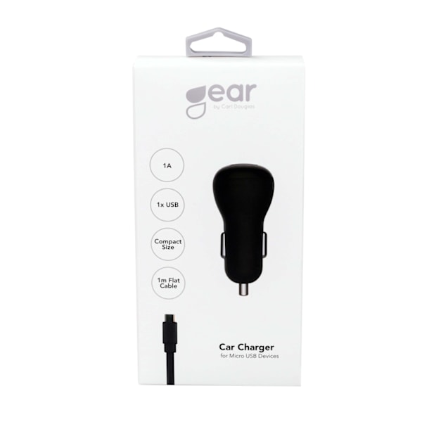 GEAR Latauslaite 12/24V 1xUSB 1A + MicroUSB-kaapeli 1,0m Musta