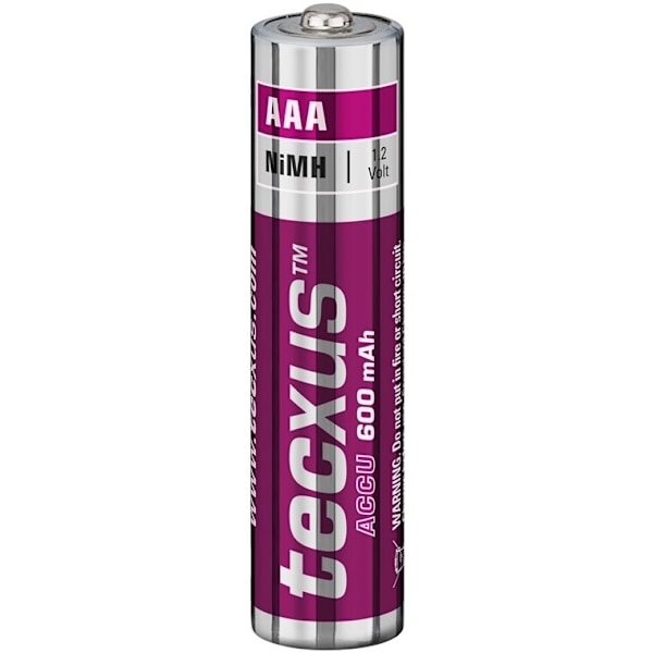 tecxus AAA (Micro)/HR03 genopladeligt batteri - 600 mAh, 4 stk. blister Nikkel-metalhydrid batteri (NiMH), 1,2 V
