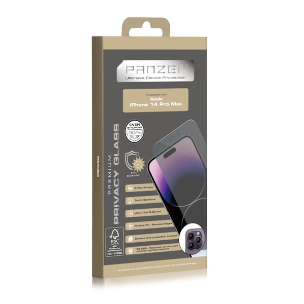 panzer iPhone 14 Pro Max Full-Fit Privacy Glass 2-vejs Svart