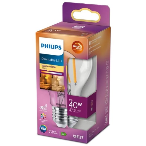 Philips LED E27 Normal 40W Klar Dimbar