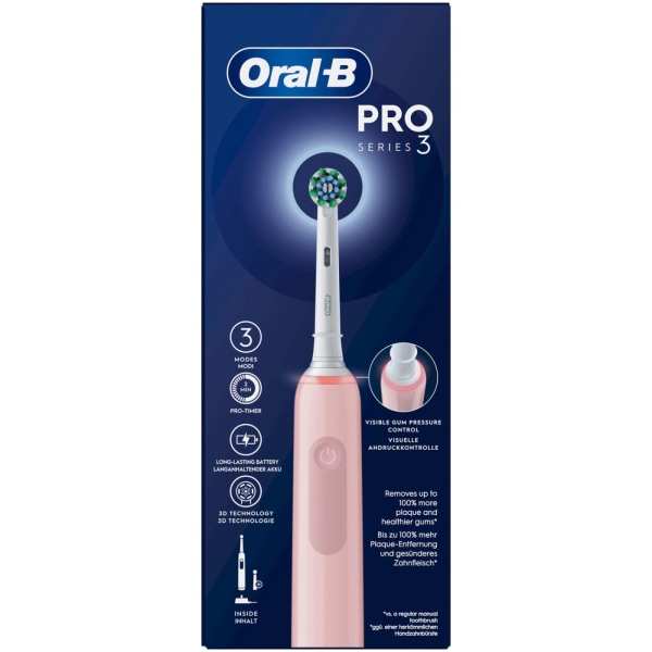 Oral B Eltandborste Pro3 Pink + Extra Refill