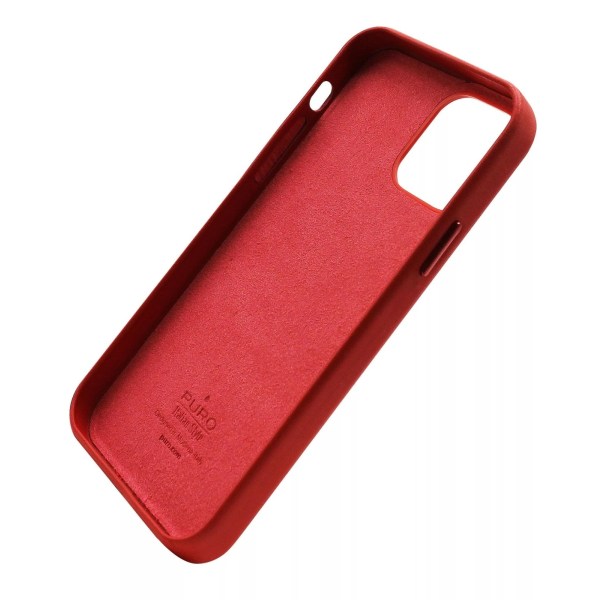 Puro iPhone 12/12 Pro SKY -kuori, nahkainen look, punainen Röd