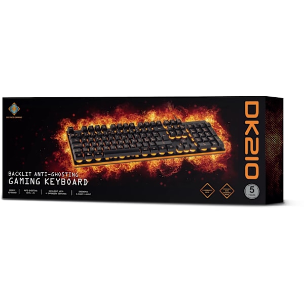 DELTACO GAMING tangentbord med membranbrytare, nordisk layout, orange belysning