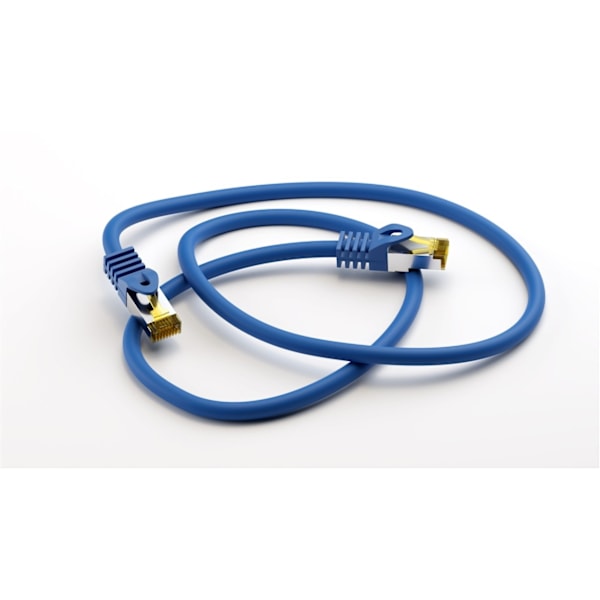 Goobay RJ45 netværkskabel S/FTP (PiMF), 500 MHz, med CAT 7 råkabel, blå, 25 m LSZH halogenfri kabelkappe, kobber, RJ45-hanstik (CAT 6A)