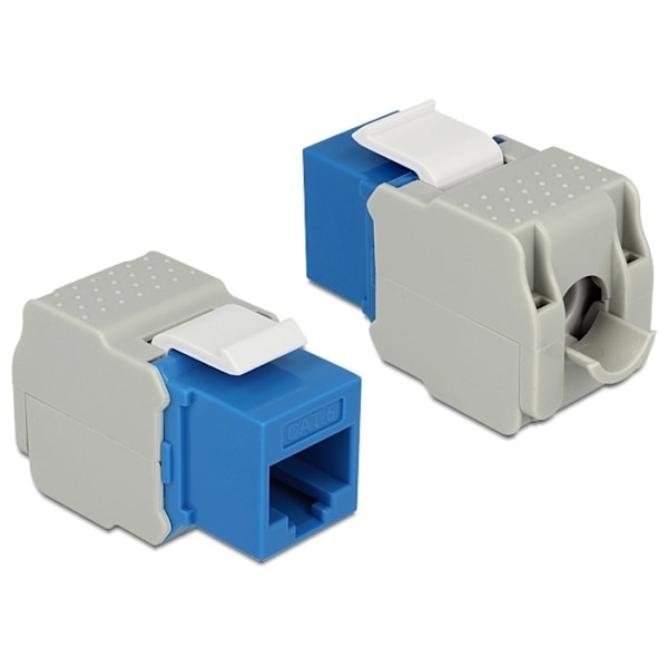 DeLOCK UTP Cat6 Keystone modul, RJ45 ho - LSA Cat6, Tool-free blå/gr