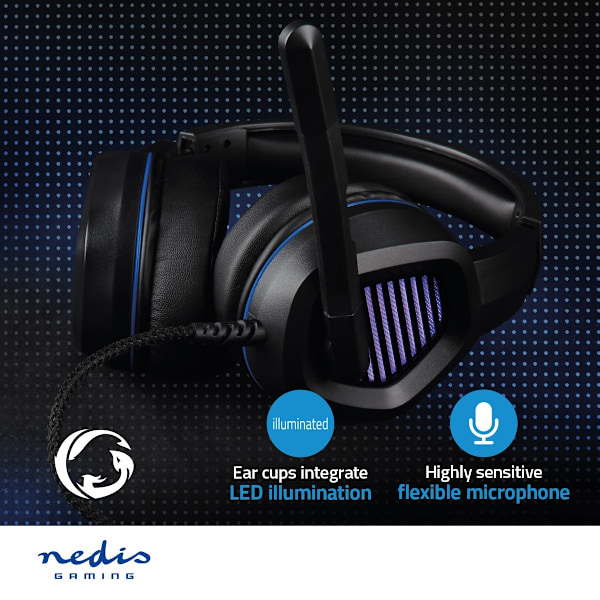 Nedis Gaming Headset | Over-Ear | Surround | USB Type-A | Vikbara Mikrofon | 2.10 m | LED