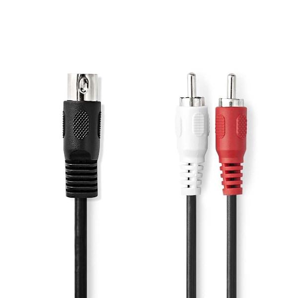 Nedis DIN ljudkabel | DIN 5-Pin Hane | 2x RCA Hane | Nickelplaterad | 1.00 m | Rund | PVC | Svart | Label