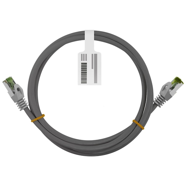 Goobay GHMT-certifierad CAT 8.1 patchkabel, S/FTP (PiMF), grå kopparledare, LSZH halogenfri kabelhölje