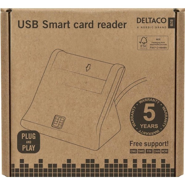 DELTACO UCR-156 Smartkortläsare, USB, svart