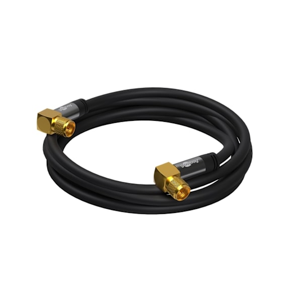 Goobay SAT-antennkabel (135 dB), 4x skärmad guldpläterad, F-plugg 90° > F-plugg 90°, 1 m