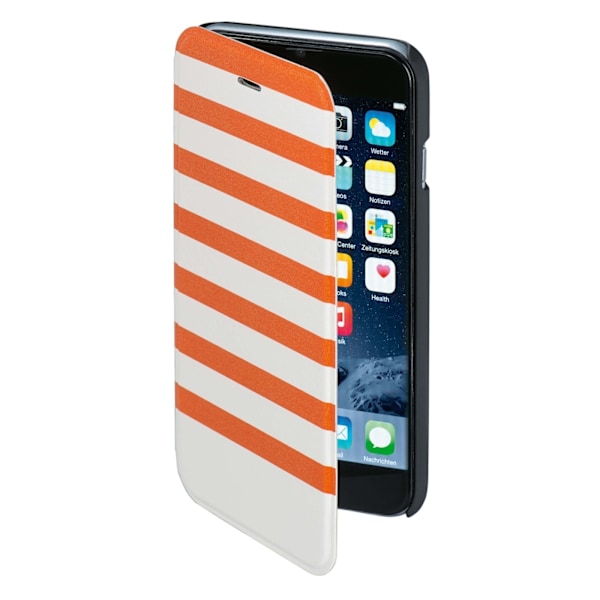 HAMA Mobil Wallet DesignLine iPhone 6/6S Stripe Orange/Hvid Vit