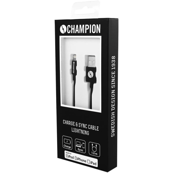 Champion USB-A till Lightning Kabel 1m Svart
