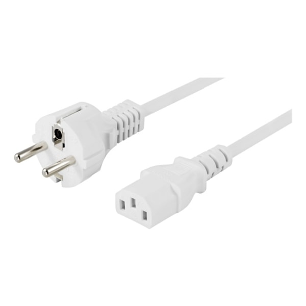 DELTACO jordad apparatkabel, CEE 7/7 till IEC 60320 C13, 10m, vit