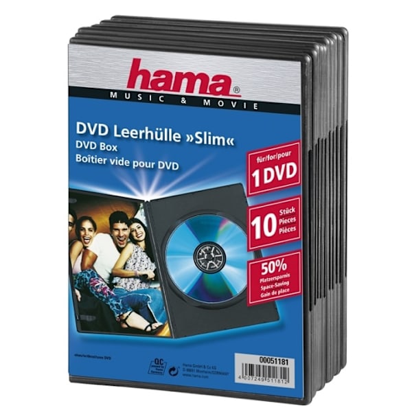 HAMA DVD-Box Slim Sort 10-pak