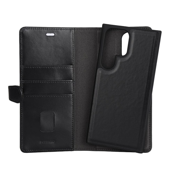 BUFFALO 2in1 Wallet Leather 3 card Samsung S23 Ultra 5G Black Svart